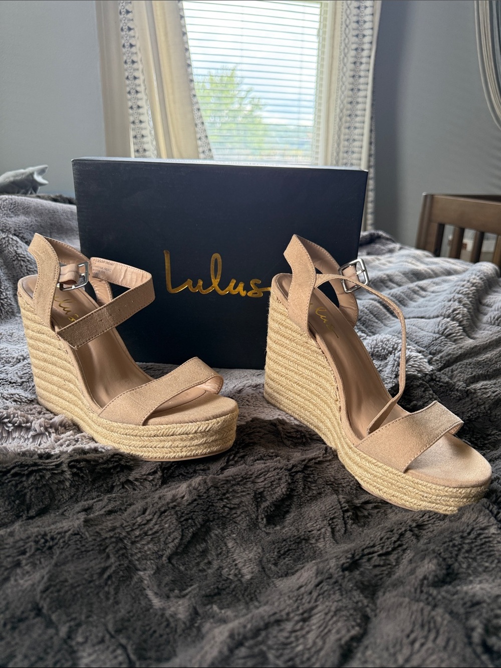 Lulu's Beachy Dream Platform Wedge Sandals in natural color with Ankle Strap